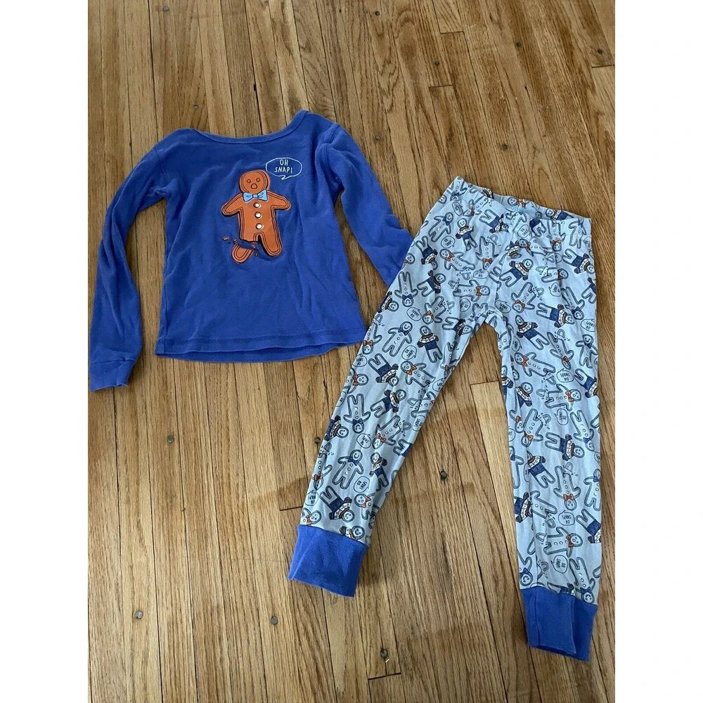 Oshkosh B’gosh Boy Size 6 Two Piece Pajamas Gingerbread Boy Oh Snap! Long Sleeve